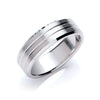7mm Flat Court Bevelled Edge Matt & Grooves Wedding Band