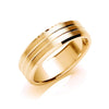 7mm Flat Court Bevelled Edge Matt & Grooves Wedding Band