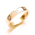 0.06ctw 6st Brilliant Cut Diamond Set 4mm Flat Court Centre Groove Wedding Band