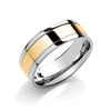 7mm Flat Court Two Colour with Parallel Groove Wedding Band