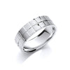 18k White Gold Jewellery - 6mm Flat Court Squared Grooves Matt Finish - by Hearts Forever Jewellers