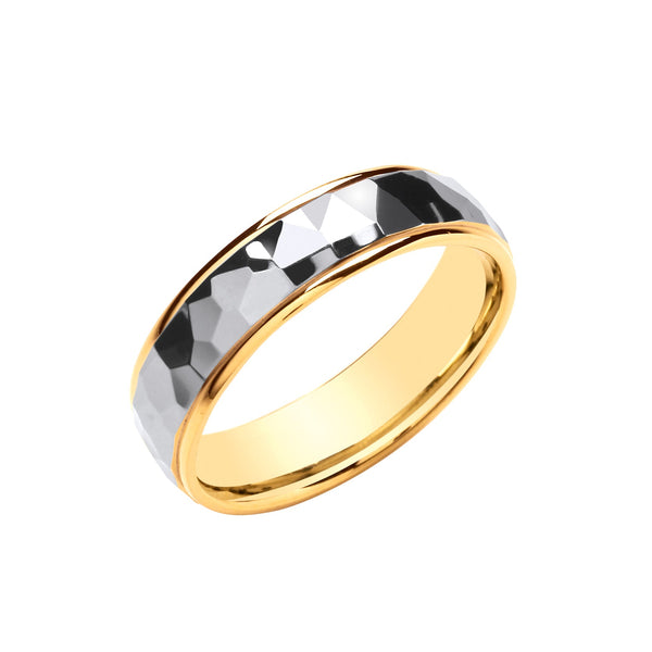 18k Rose Gold Jewellery - 6mm Two Colour Hammered Court - Polished Finish - by Hearts Forever Jewellers