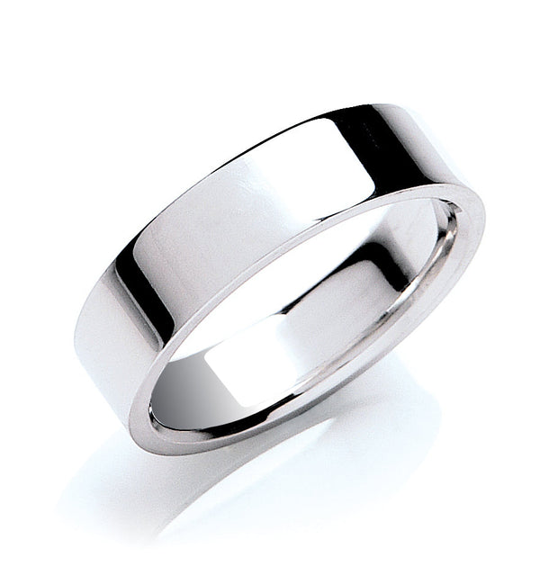 18k White Gold Jewellery - 6mm Premium Flat Court - by Hearts Forever Jewellers