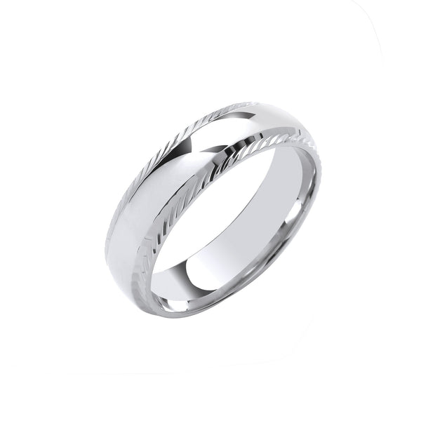 18k White Gold Diamond Jewellery - 6mm Traditional Court Diamond Cut Edges Wedding Band - by Hearts Forever Jewellers