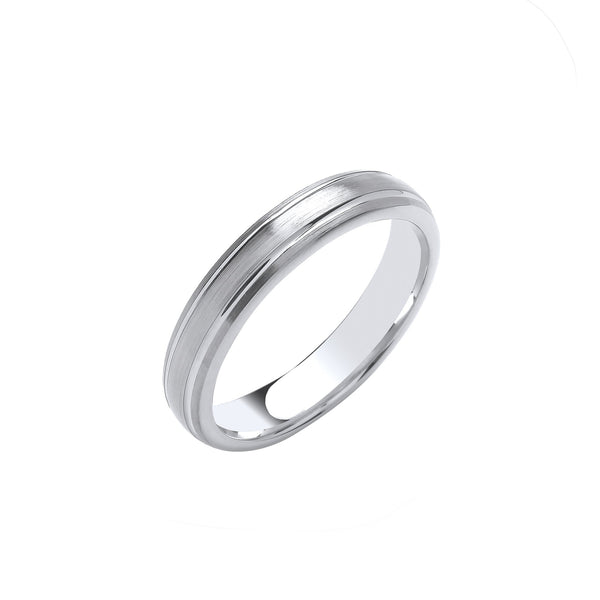 18k White Gold Jewellery - 4mm Traditional Court Track Edges Wedding Band - by Hearts Forever Jewellers