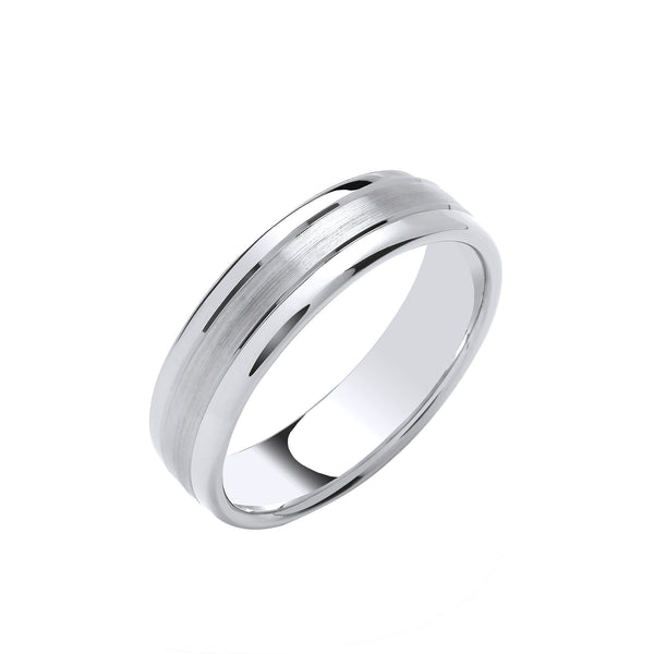 18k White Gold Jewellery - 6mm Soft Court Polished Edges & Matt Centre Wedding Band - by Hearts Forever Jewellers