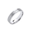 18k White Gold Jewellery - 5mm Flat Court Track Edges & Centre Wedding Band - by Hearts Forever Jewellers