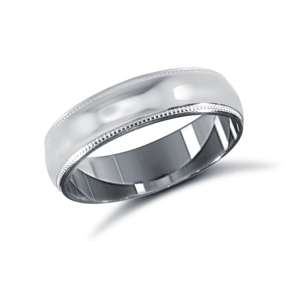 9k White Gold Ring - 9ct White Gold Standard Weight Court Profile Mirror Finish Wedding Ring - by Hearts Forever Jewellers