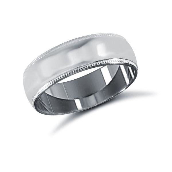 9k White Gold Ring - 9ct White Gold Standard Weight Court Profile Mirror Finish Wedding Ring - by Hearts Forever Jewellers