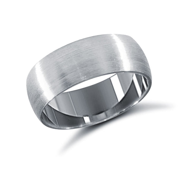 9k White Gold Ring - 9ct White Gold Standard Weight Court Profile Satin Wedding Ring - by Hearts Forever Jewellers