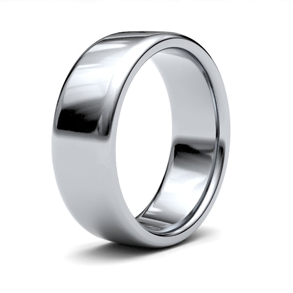 9k White Gold Ring - 9ct White Gold Standard Weight Court Profile Mirror Finish Wedding Ring - by Hearts Forever Jewellers