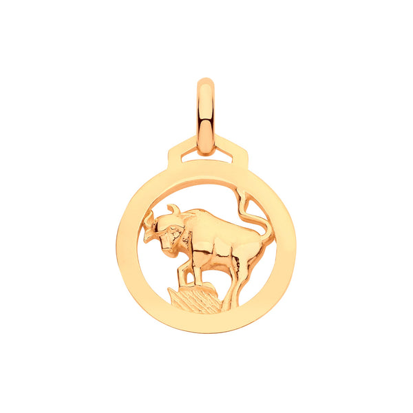 Necklace - Y/G Round Zodiac Pendant TAURUS - by Hearts Forever Jewellers