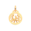 Necklace - Y/G Round Zodiac Pendant GEMINI - by Hearts Forever Jewellers