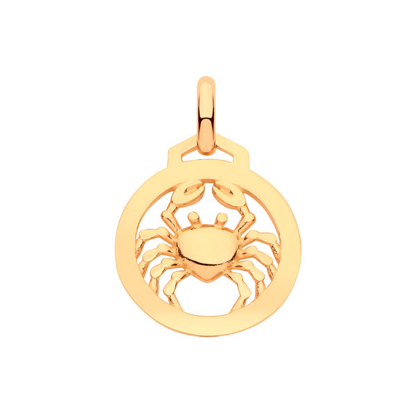 Necklace - Y/G Round Zodiac Pendant CANCER - by Hearts Forever Jewellers