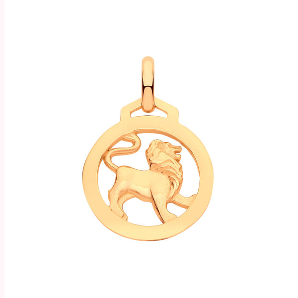 Necklace - Y/G Round Zodiac Pendant LEO - by Hearts Forever Jewellers