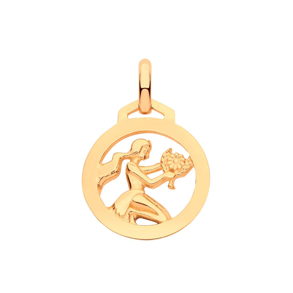 Necklace - Y/G Round Zodiac Pendant VIRGO - by Hearts Forever Jewellers