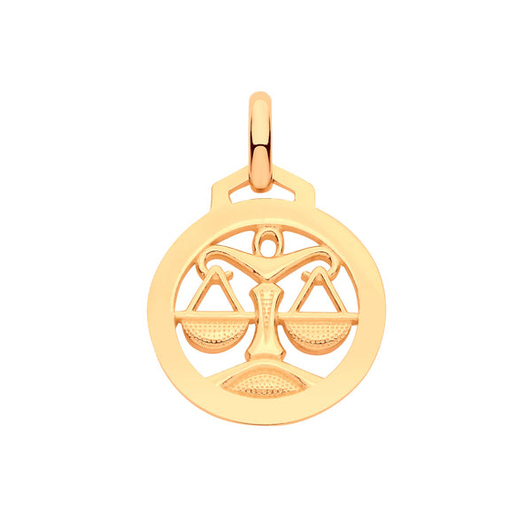 Necklace - Y/G Round Zodiac Pendant LIBRA - by Hearts Forever Jewellers