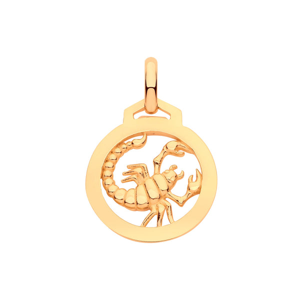 Necklace - Y/G Round Zodiac Pendant SCORPIO - by Hearts Forever Jewellers
