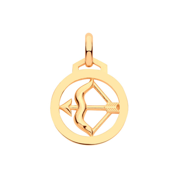 Necklace - Y/G Round Zodiac Pendant SAGITARIUS - by Hearts Forever Jewellers