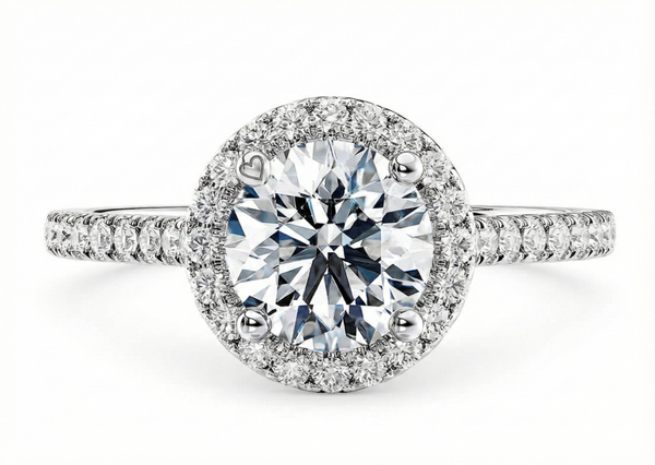 Platinum Diamond Ring - Aphrodite Halo Engagement Ring - Divine Diamond Halo Ring in 9k, 14k, 18k Gold & Platinum - by Hearts Forever Jewellers