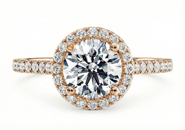 Platinum Diamond Ring - Aphrodite Halo Engagement Ring - Divine Diamond Halo Ring in 9k, 14k, 18k Gold & Platinum - by Hearts Forever Jewellers