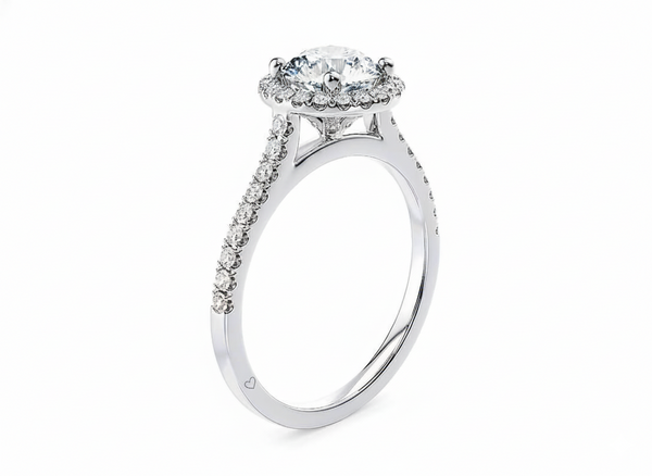Platinum Diamond Ring - Aphrodite Halo Engagement Ring - Divine Diamond Halo Ring in 9k, 14k, 18k Gold & Platinum - by Hearts Forever Jewellers