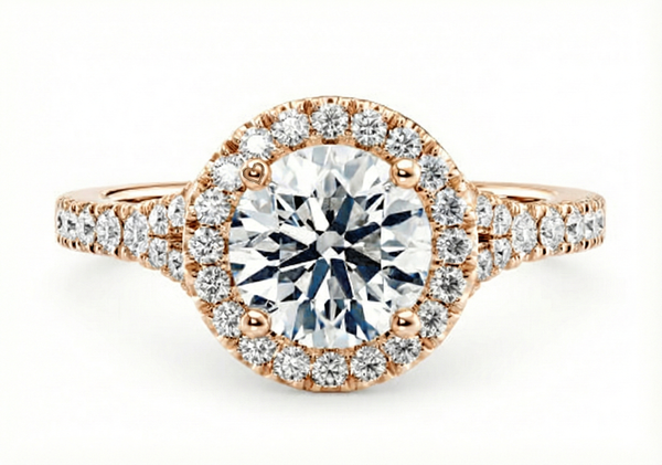 Platinum Diamond Ring - Battersea Halo Engagement Ring - Metropolitan Diamond Halo Ring in 9k, 14k, 18k Gold & Platinum - by Hearts Forever Jewellers