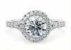 Platinum Diamond Ring - Battersea Halo Engagement Ring - Metropolitan Diamond Halo Ring in 9k, 14k, 18k Gold & Platinum - by Hearts Forever Jewellers