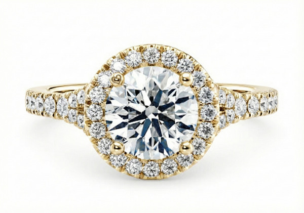 Platinum Diamond Ring - Battersea Halo Engagement Ring - Metropolitan Diamond Halo Ring in 9k, 14k, 18k Gold & Platinum - by Hearts Forever Jewellers