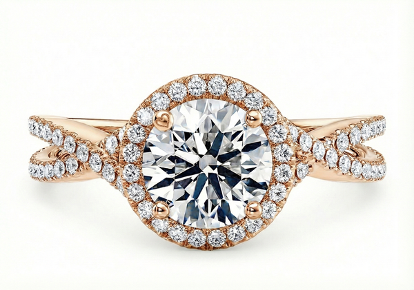 Platinum Diamond Ring - Bellatrix Halo Engagement Ring - Celestial Diamond Halo Ring in 9k, 14k, 18k Gold & Platinum - by Hearts Forever Jewellers