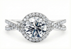 Platinum Diamond Ring - Bellatrix Halo Engagement Ring - Celestial Diamond Halo Ring in 9k, 14k, 18k Gold & Platinum - by Hearts Forever Jewellers