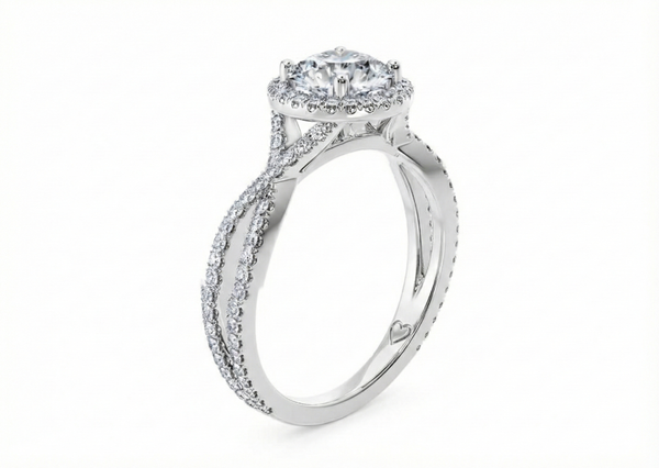 Platinum Diamond Ring - Bellatrix Halo Engagement Ring - Celestial Diamond Halo Ring in 9k, 14k, 18k Gold & Platinum - by Hearts Forever Jewellers