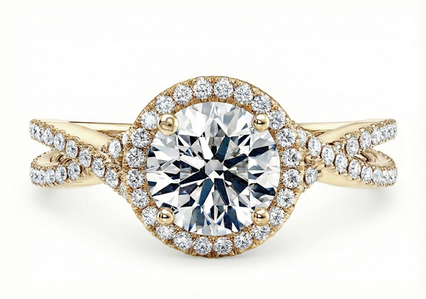 Platinum Diamond Ring - Bellatrix Halo Engagement Ring - Celestial Diamond Halo Ring in 9k, 14k, 18k Gold & Platinum - by Hearts Forever Jewellers