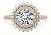 Platinum Diamond Ring - Berkeley Halo Engagement Ring - Academic Diamond Halo Ring in 9k, 14k, 18k Gold & Platinum - by Hearts Forever Jewellers