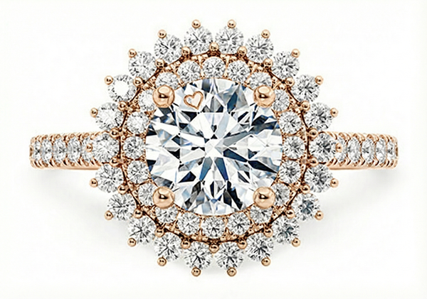 Platinum Diamond Ring - Berkeley Halo Engagement Ring - Academic Diamond Halo Ring in 9k, 14k, 18k Gold & Platinum - by Hearts Forever Jewellers