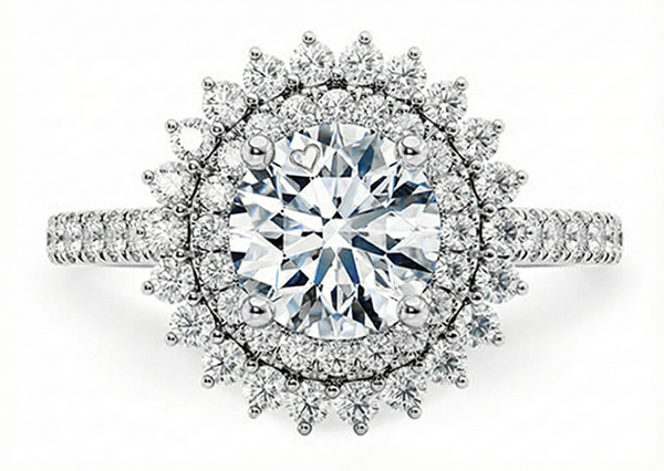 Platinum Diamond Ring - Berkeley Halo Engagement Ring - Academic Diamond Halo Ring in 9k, 14k, 18k Gold & Platinum - by Hearts Forever Jewellers