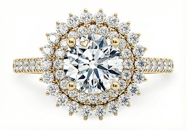 Platinum Diamond Ring - Berkeley Halo Engagement Ring - Academic Diamond Halo Ring in 9k, 14k, 18k Gold & Platinum - by Hearts Forever Jewellers