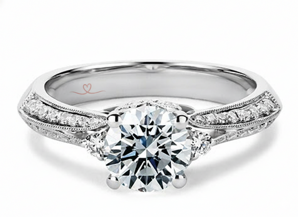 Platinum Ring - Dauphin Vintage Engagement Ring - Art Deco Vintage Ring in 9k, 14k, 18k Gold & Platinum - by Hearts Forever Jewellers