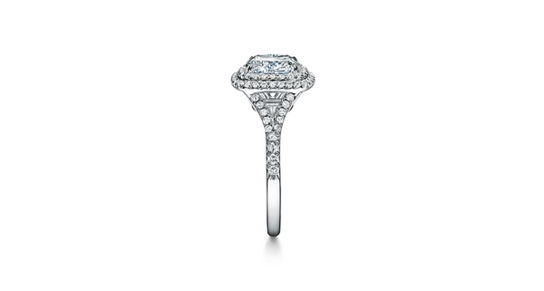 Tiffany Soleste Cushion-cut Double Halo Engagement Ring with a Diamond White Gold Band