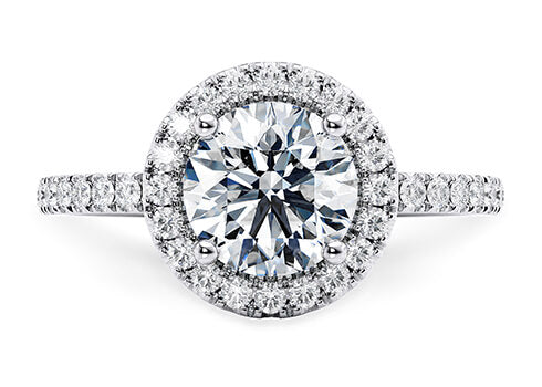 Platinum Diamond Ring - Isabella Halo Engagement Ring - Regal Diamond Halo Ring in 9k, 14k, 18k Gold & Platinum - by Hearts Forever Jewellers