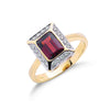 9ct Y/G 0.12ct Diamond & 1.90ct Garnet Ring