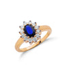 9ct Yellow Gold 0.40ct Diamond & 0.72ct Sapphire Cluster Ring