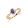 9ct Yellow Gold 0.10ct Diamond & 0.50ct Ruby Cluster Ring