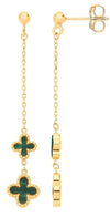 Y/G Green Four Leaf Clover Drop Earrings