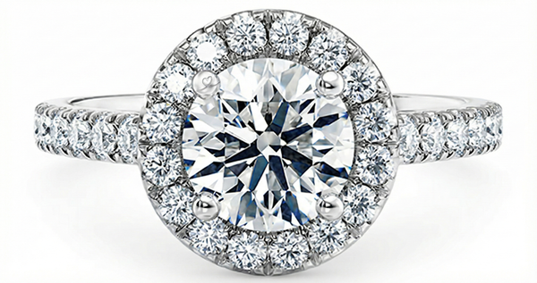 Platinum Diamond Ring - Medici Halo Engagement Ring - Diamond Halo Ring in 9k, 14k, 18k Gold & Platinum - by Hearts Forever Jewellers