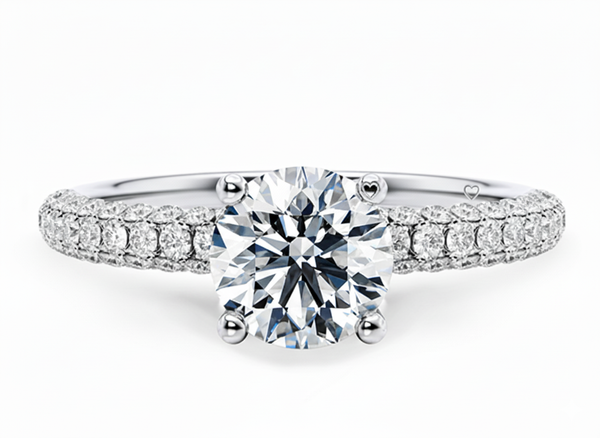 Platinum Diamond Ring - Muse Diamond Band Engagement Ring - Pave Diamond Band in 9k, 14k, 18k Gold & Platinum - by Hearts Forever Jewellers