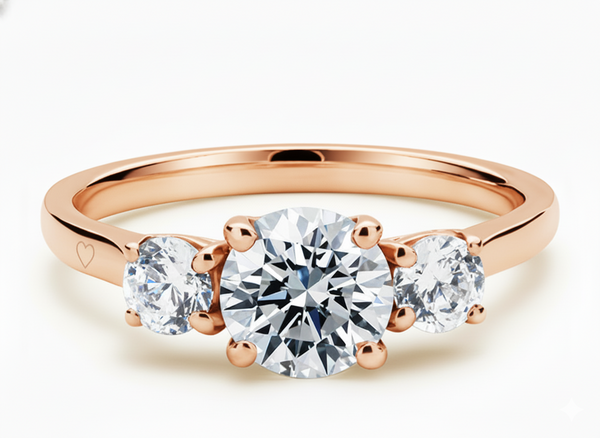 Platinum Diamond Ring - Roma Trilogy Engagement Ring - Three Stone Diamond Ring in 9k, 14k, 18k Gold & Platinum - by Hearts Forever Jewellers