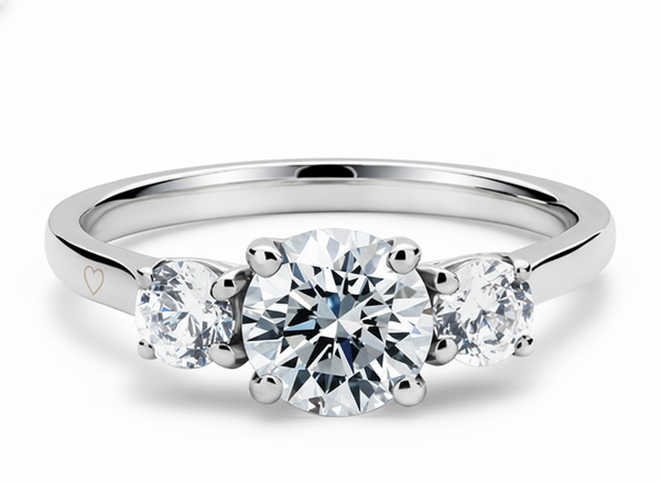 Platinum Diamond Ring - Roma Trilogy Engagement Ring - Three Stone Diamond Ring in 9k, 14k, 18k Gold & Platinum - by Hearts Forever Jewellers