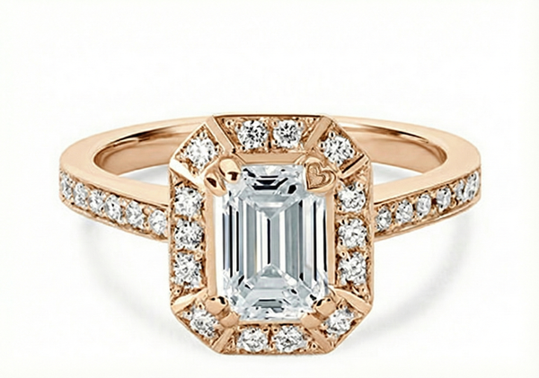 Platinum Diamond Ring - Zelda Halo Engagement Ring - Legendary Diamond Halo Ring in 9k, 14k, 18k Gold & Platinum - by Hearts Forever Jewellers