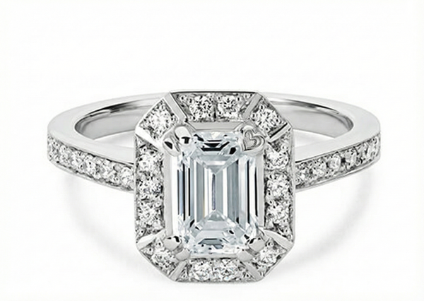 Platinum Diamond Ring - Zelda Halo Engagement Ring - Legendary Diamond Halo Ring in 9k, 14k, 18k Gold & Platinum - by Hearts Forever Jewellers